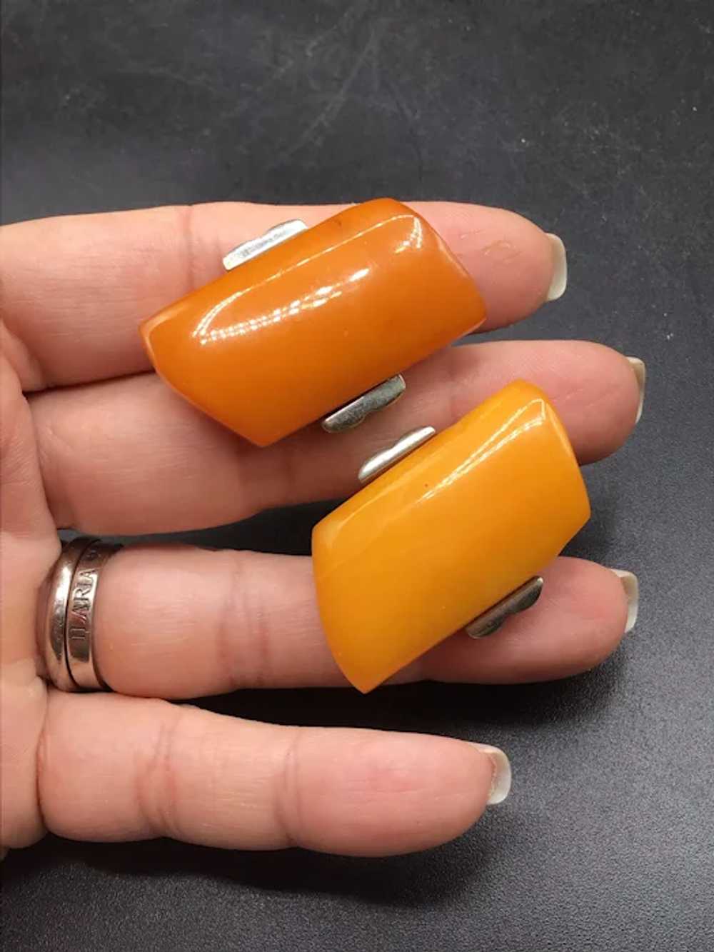 Genuine Baltic Amber Cufflinks Butterscotch Chunk… - image 3