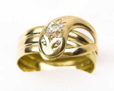 Edwardian Diamond Snake Ring - image 1