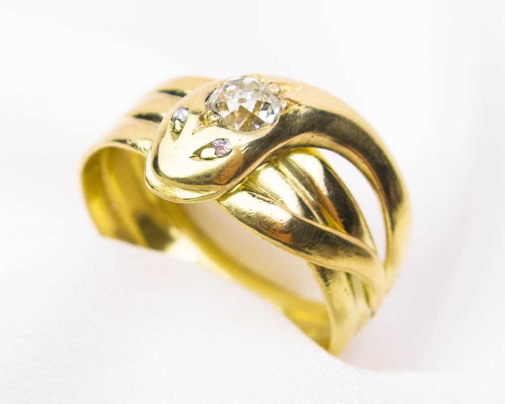 Edwardian Diamond Snake Ring - image 2
