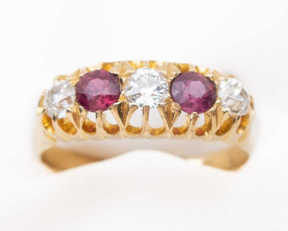 Edwardian Ruby & Diamond Ring - image 1