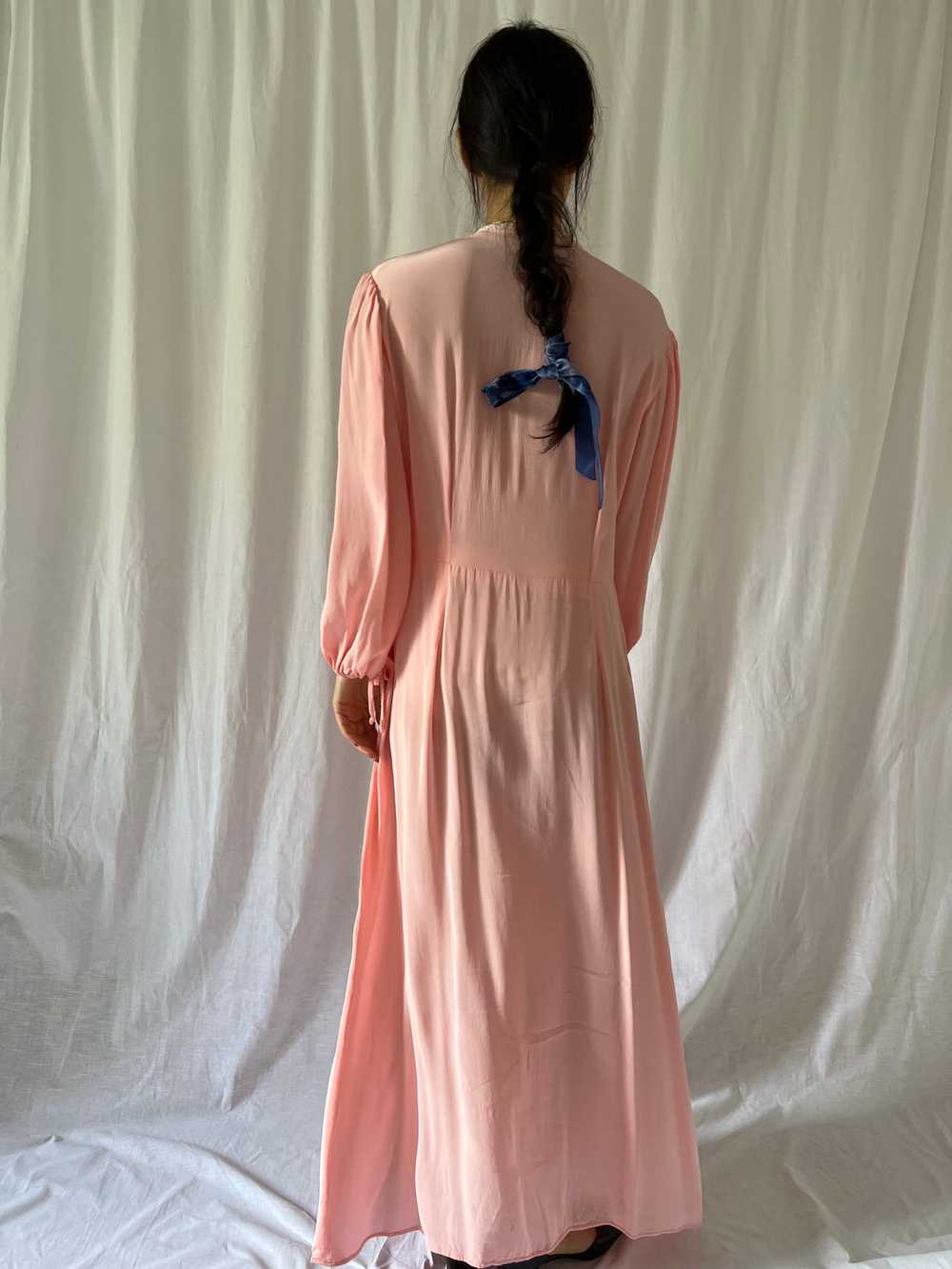 Vintage 30s pink dress long balloon sleeves - image 10