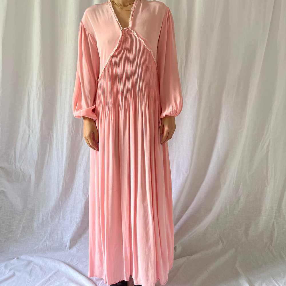 Vintage 30s pink dress long balloon sleeves - image 1