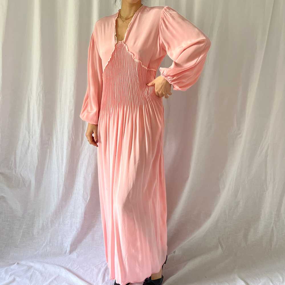 Vintage 30s pink dress long balloon sleeves - image 2