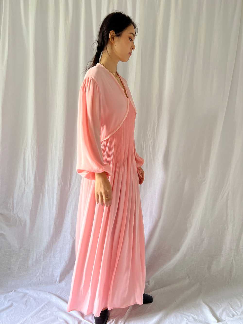 Vintage 30s pink dress long balloon sleeves - image 4