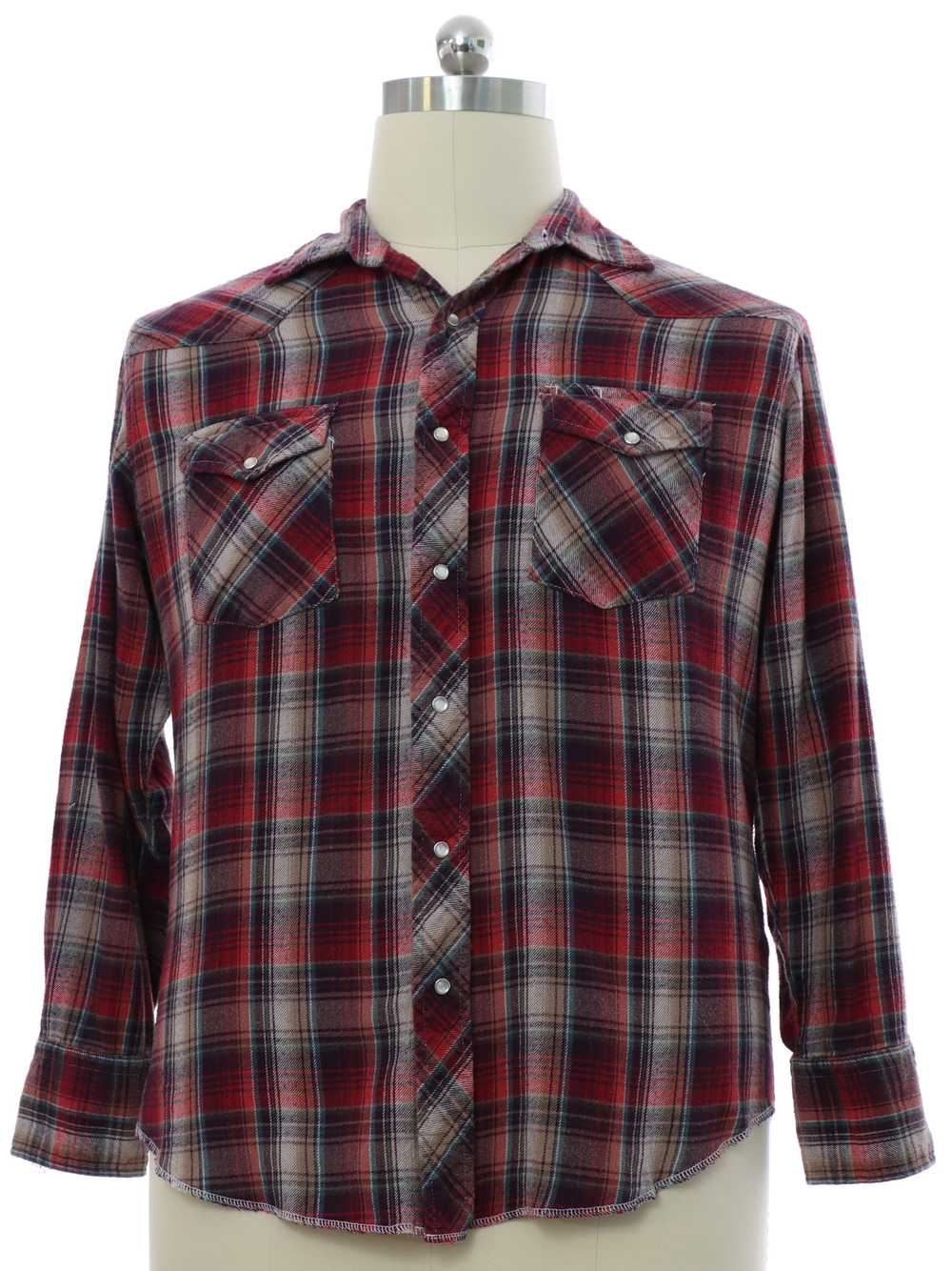 1990's Wrangler Mens Flannel Western Shirt - Gem