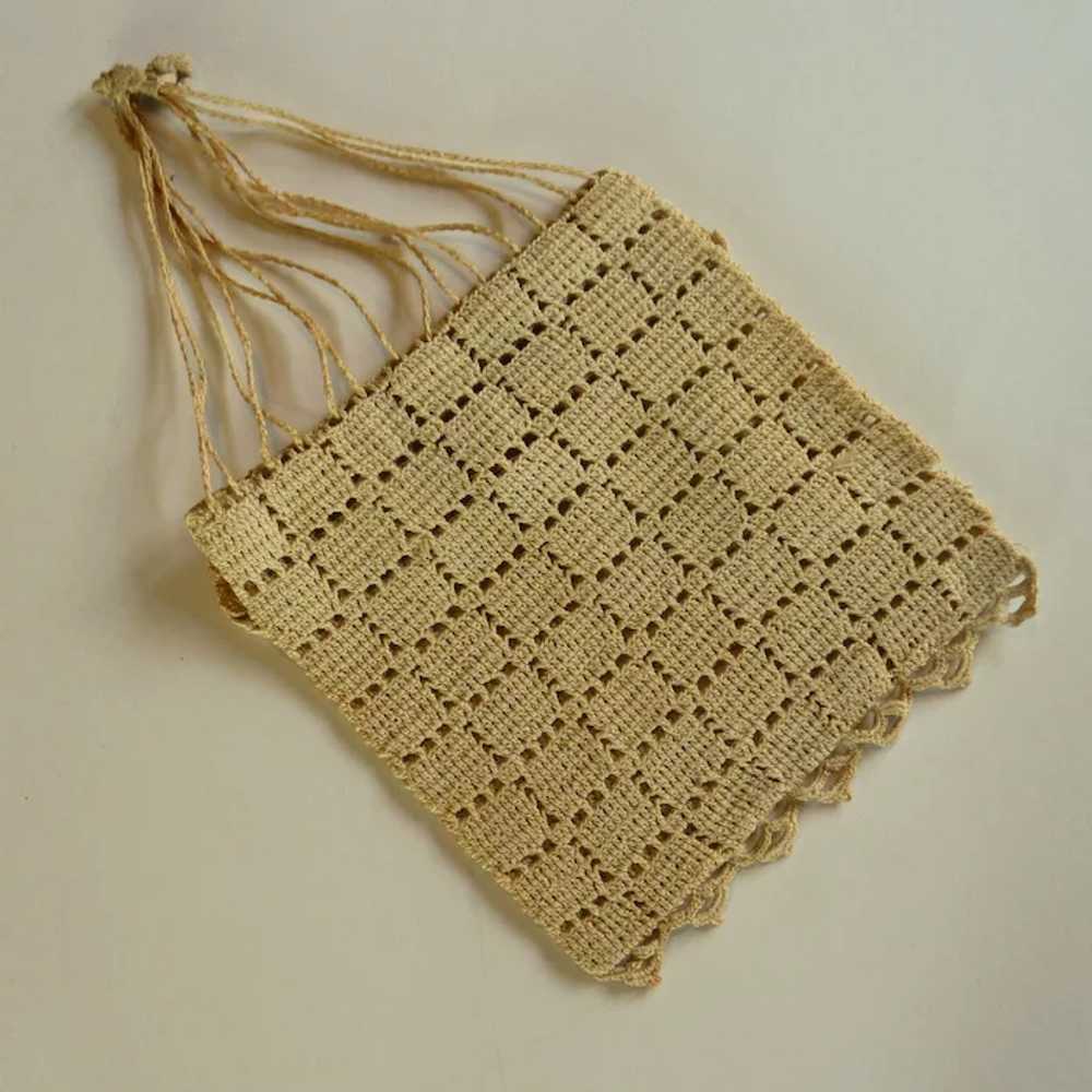 Hand Crochet 1910 Small Edwardian Ecru Purse - image 2