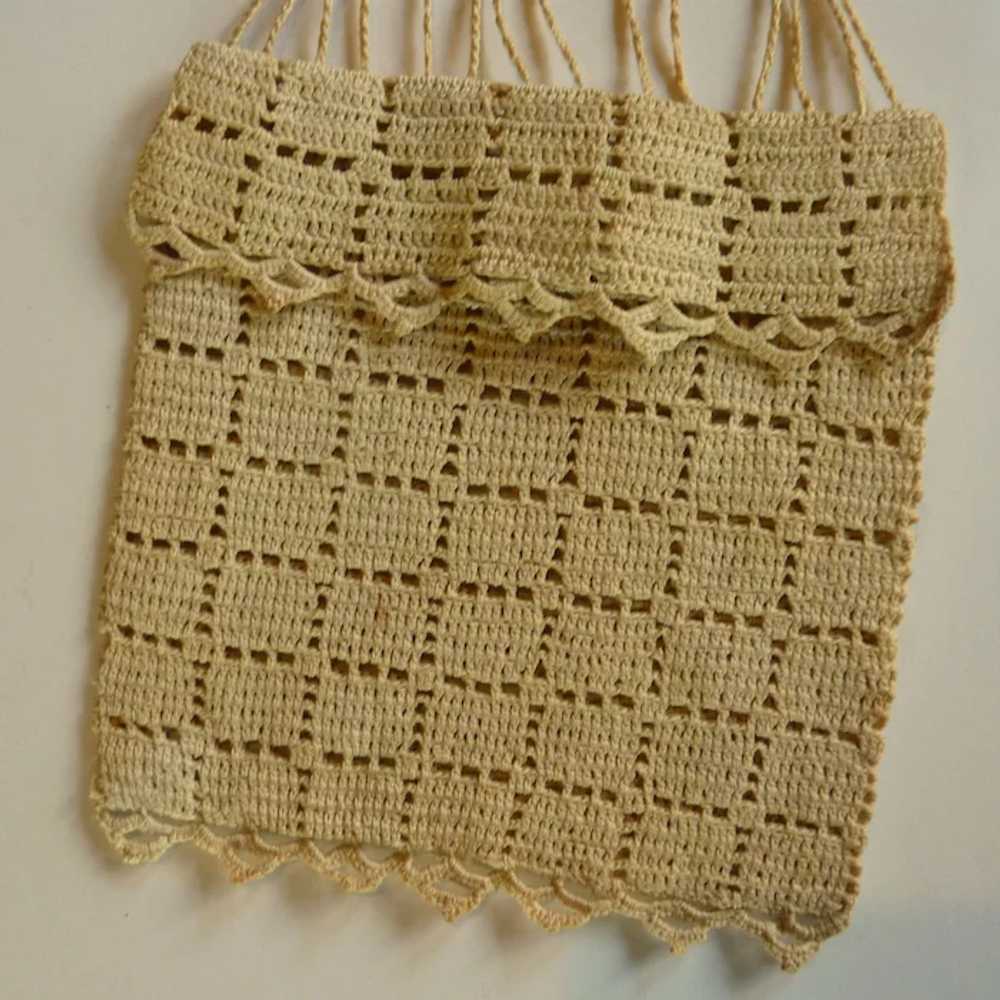 Hand Crochet 1910 Small Edwardian Ecru Purse - image 4
