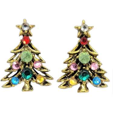 Hollycraft  Vintage Gold Tone Christmas Tree Clip… - image 1
