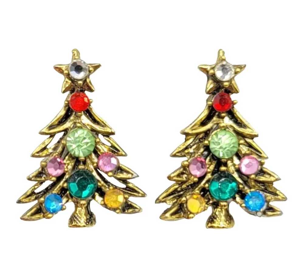 Hollycraft  Vintage Gold Tone Christmas Tree Clip… - image 2