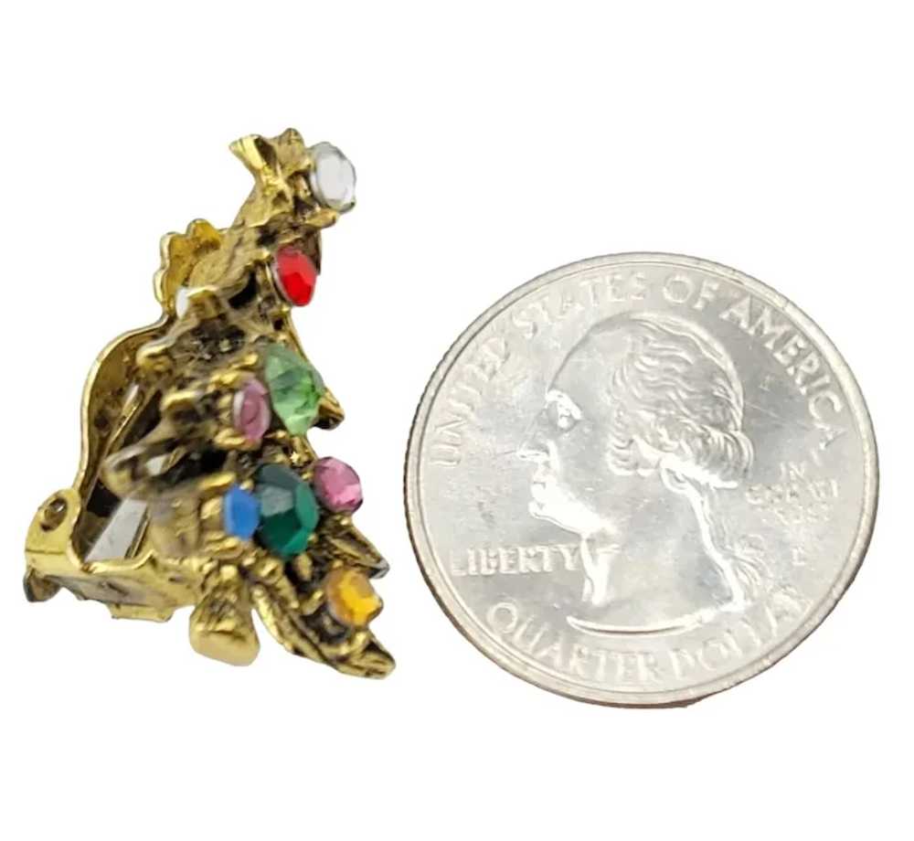 Hollycraft  Vintage Gold Tone Christmas Tree Clip… - image 3