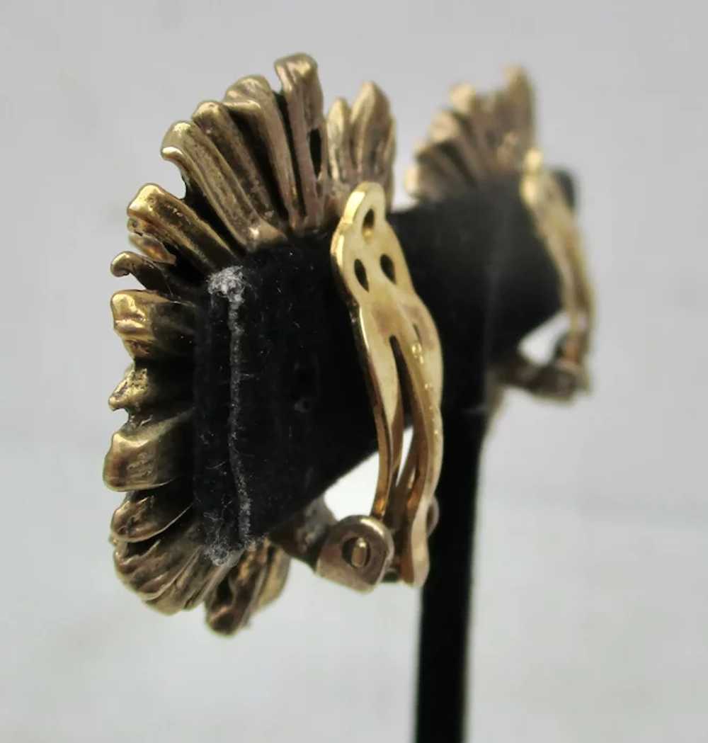 Gilt Sterling Floral Head Clip-on Earrings vintag… - image 3