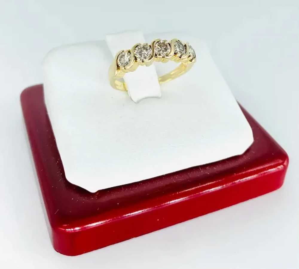 Vintage 1.25 Carat Five Stone Diamond Engagement … - image 6
