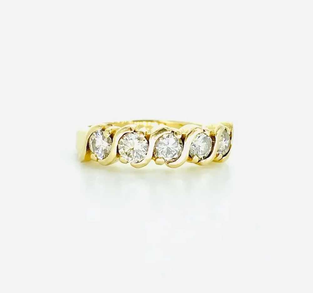 Vintage 1.25 Carat Five Stone Diamond Engagement … - image 9