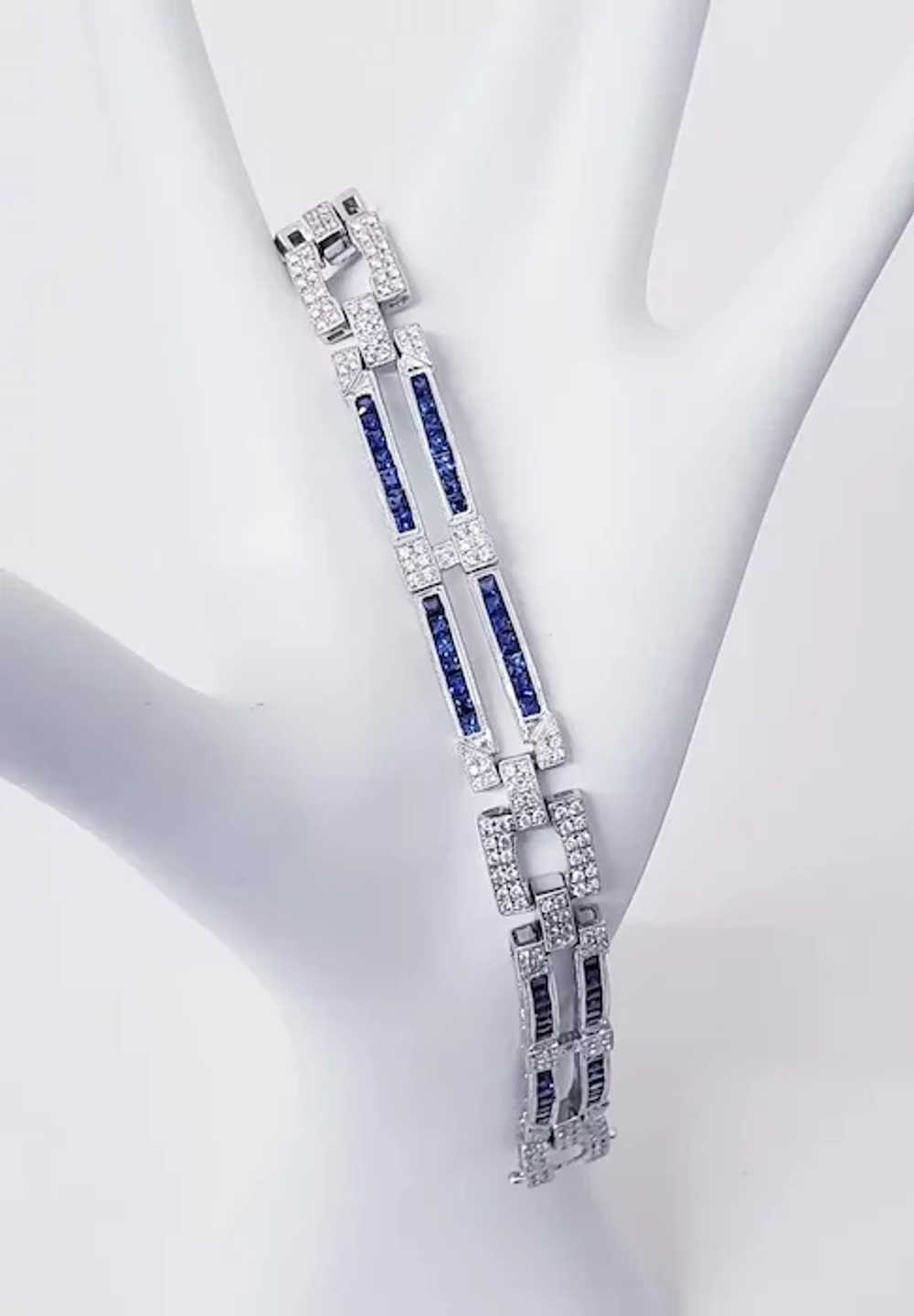 Art Deco Luxury 9.60 Carat Diamond and Sapphire B… - image 2