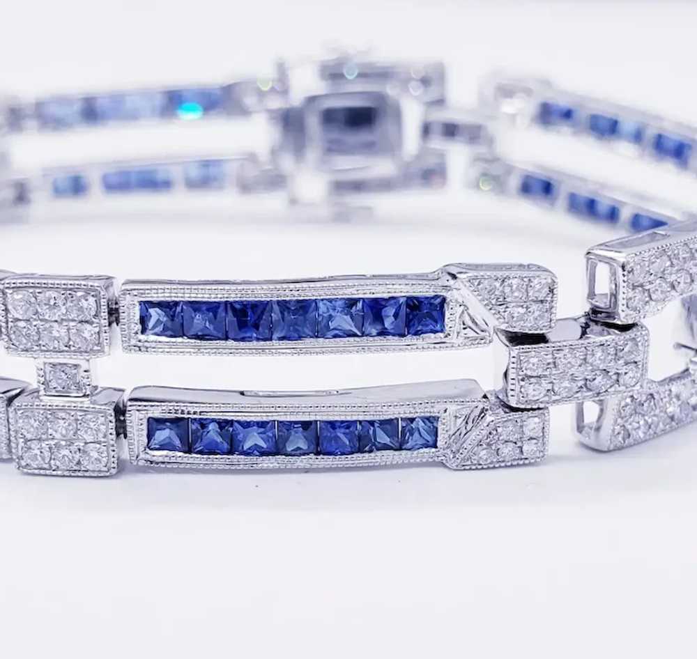 Art Deco Luxury 9.60 Carat Diamond and Sapphire B… - image 4