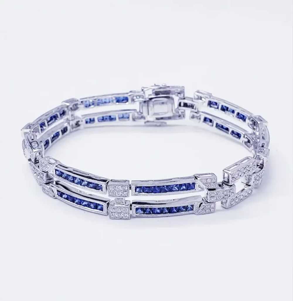 Art Deco Luxury 9.60 Carat Diamond and Sapphire B… - image 5