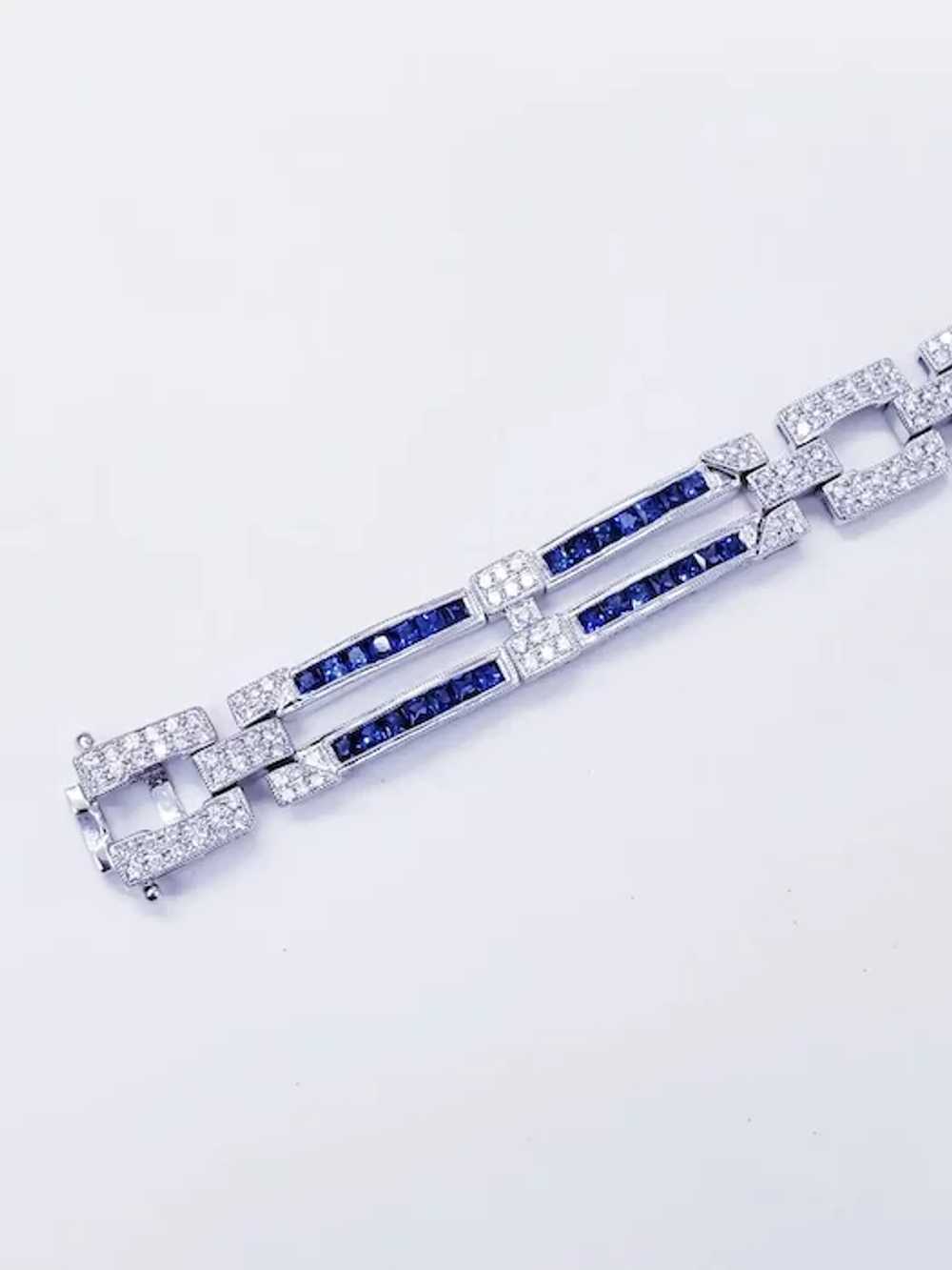 Art Deco Luxury 9.60 Carat Diamond and Sapphire B… - image 6