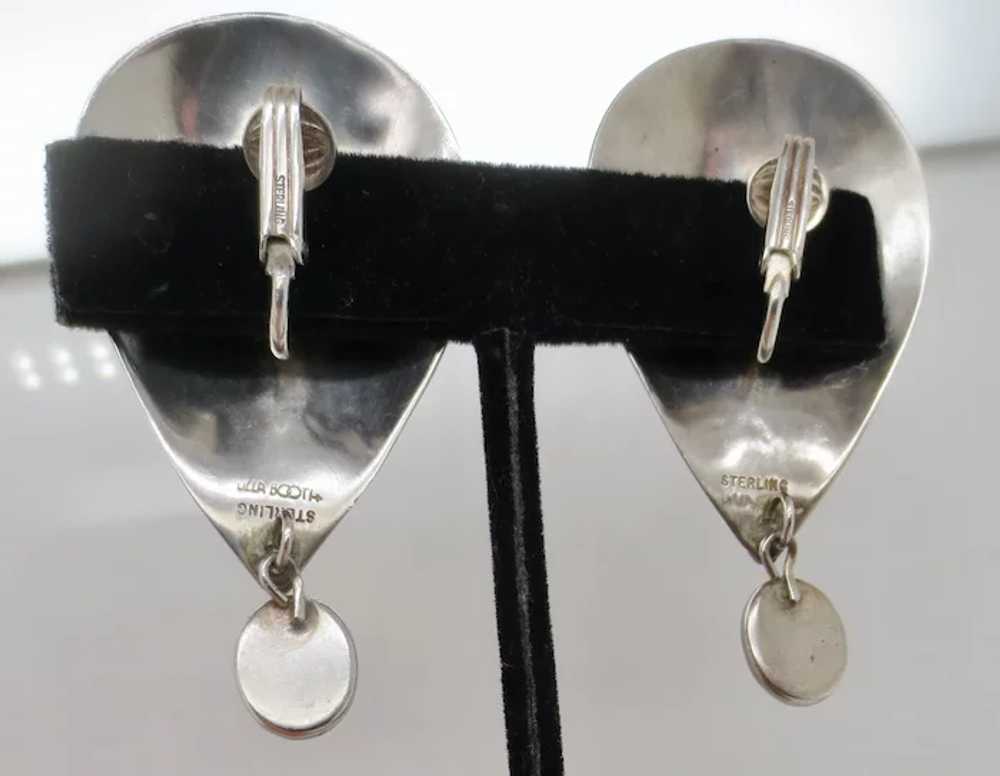 Modernist Sterling Silver  and Onyx Earrings with… - image 5
