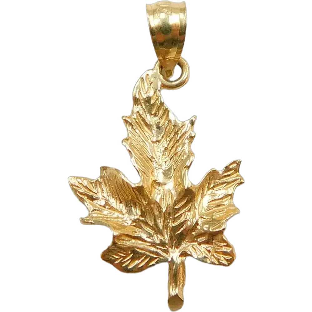 Maple Leaf Pendant 14k Yellow Gold - image 1