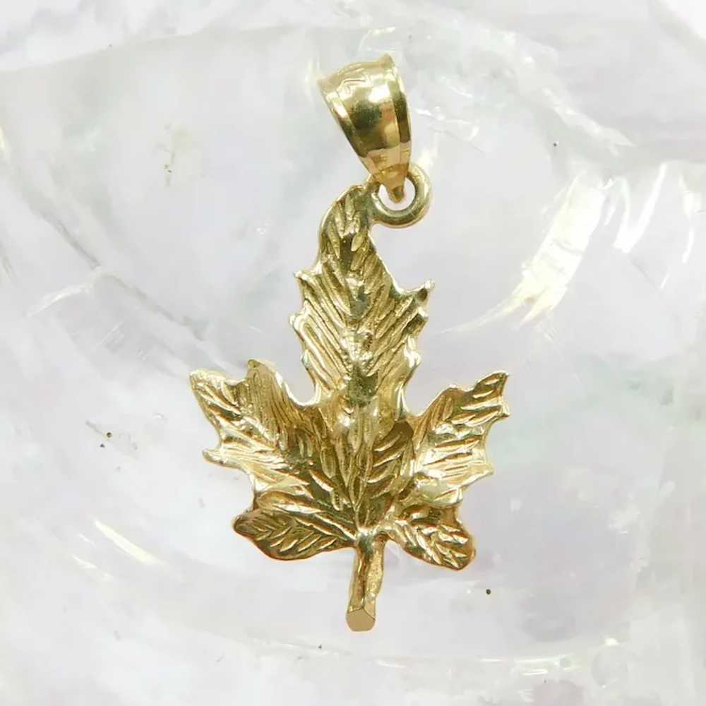 Maple Leaf Pendant 14k Yellow Gold - image 2