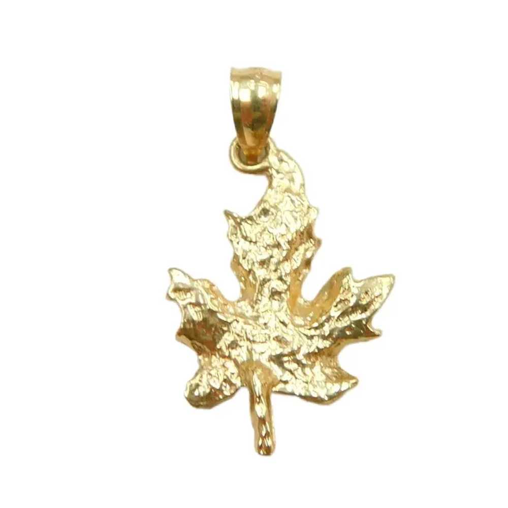 Maple Leaf Pendant 14k Yellow Gold - image 3