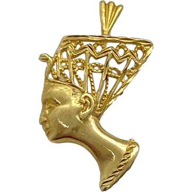 Nefertiti Egyptian Queen Charm Pendant 14K Gold - image 1