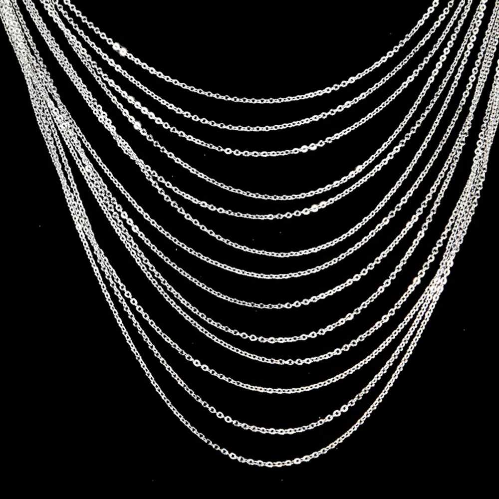 Trifari 13 Strand Silver Tone Chain Necklace - image 2