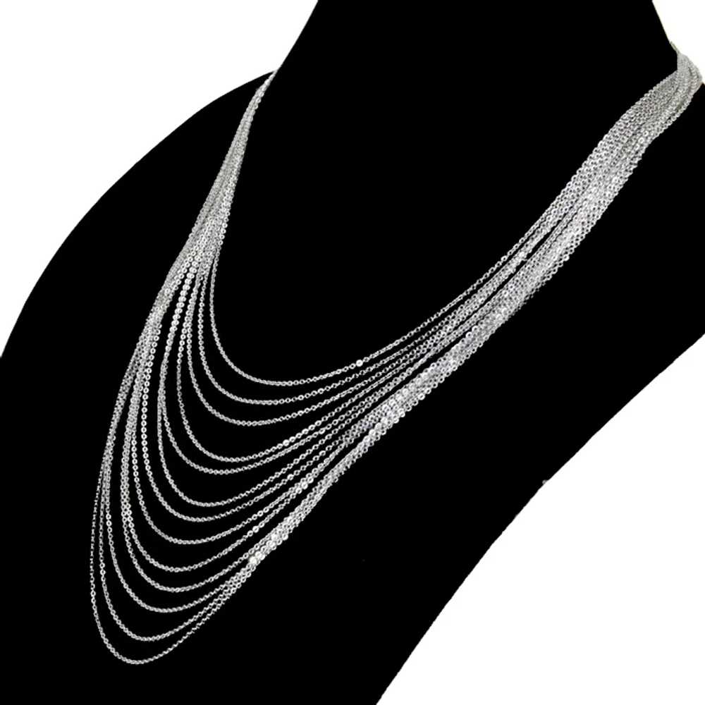 Trifari 13 Strand Silver Tone Chain Necklace - image 3