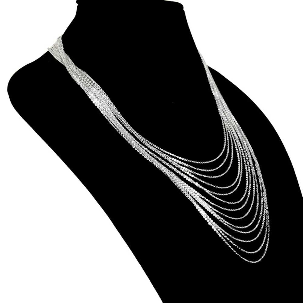 Trifari 13 Strand Silver Tone Chain Necklace - image 4