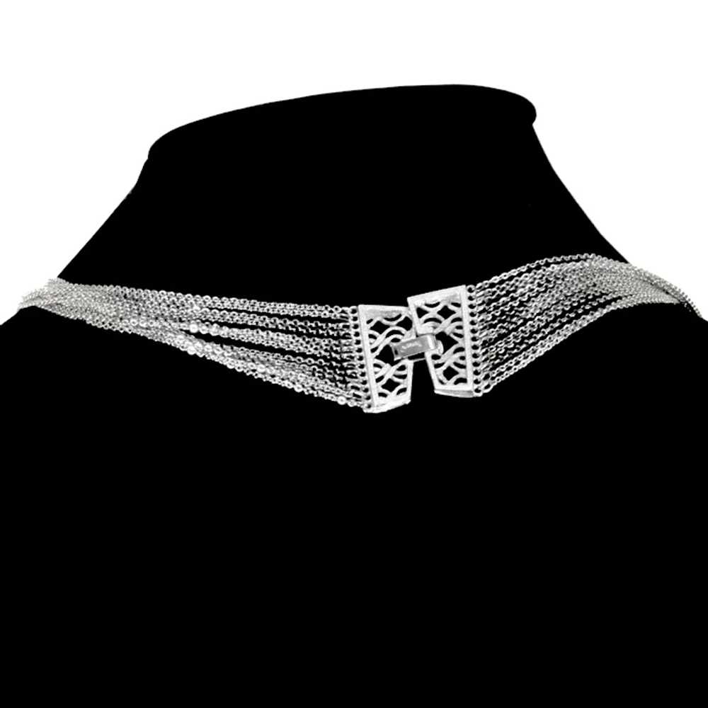 Trifari 13 Strand Silver Tone Chain Necklace - image 5