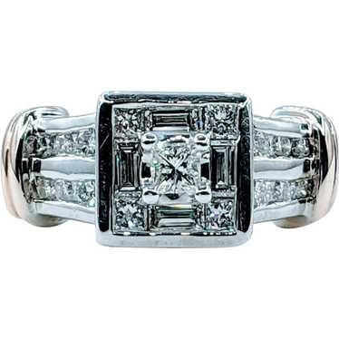 Modern Multi Cut Diamond Engagement Ring