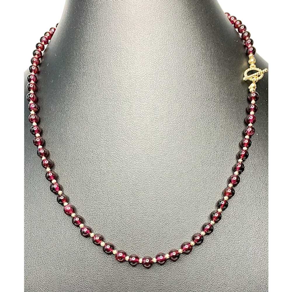 14k Gold and Garnet Necklace - image 1