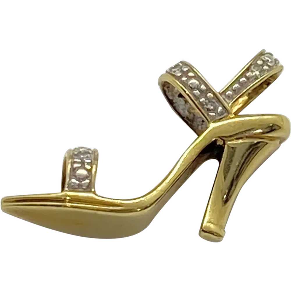 High Heel Sandal Charm 14K Gold Diamond .10 ctw A… - image 1