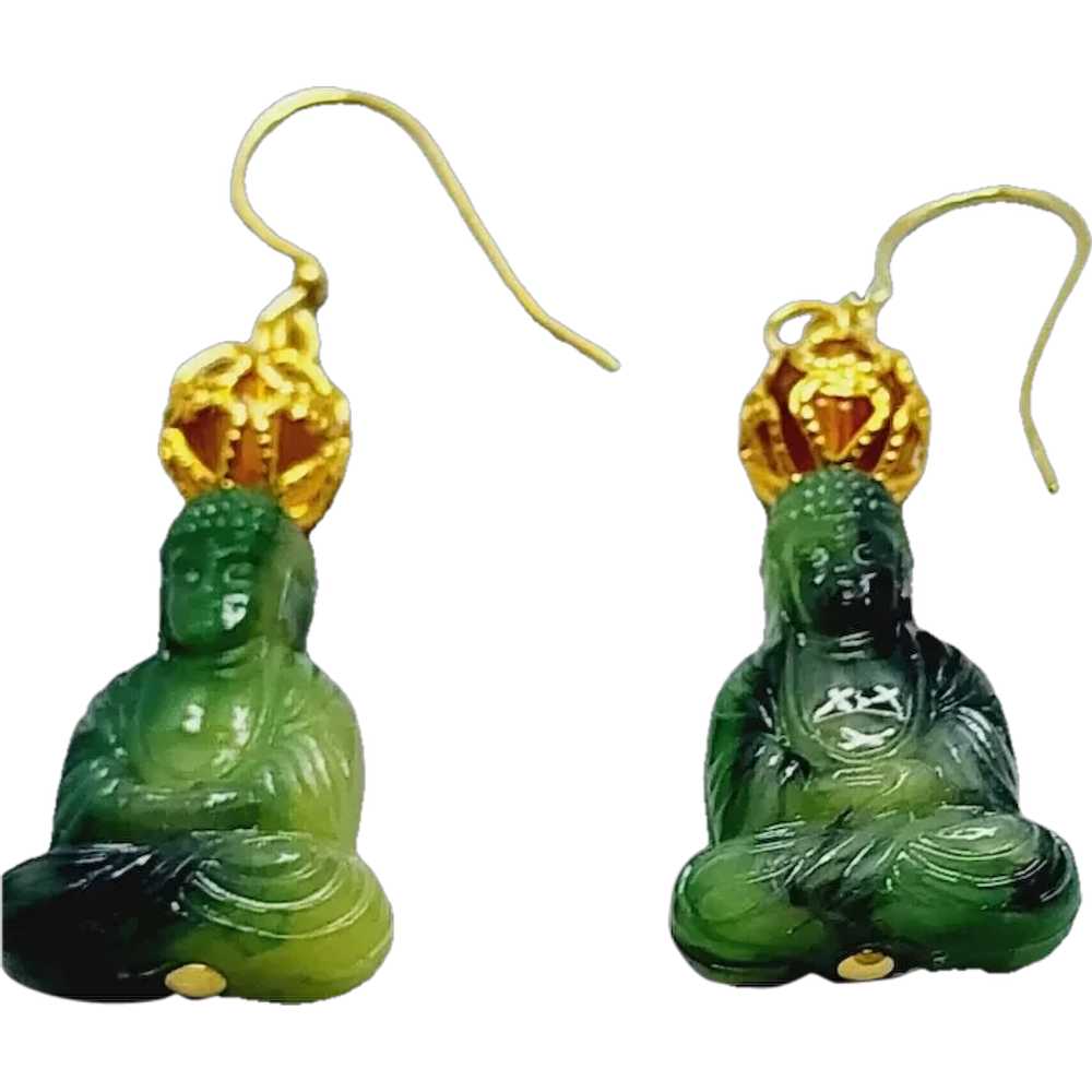 Vintage NOS Acrylic Buddha Earrings [A985] - image 1