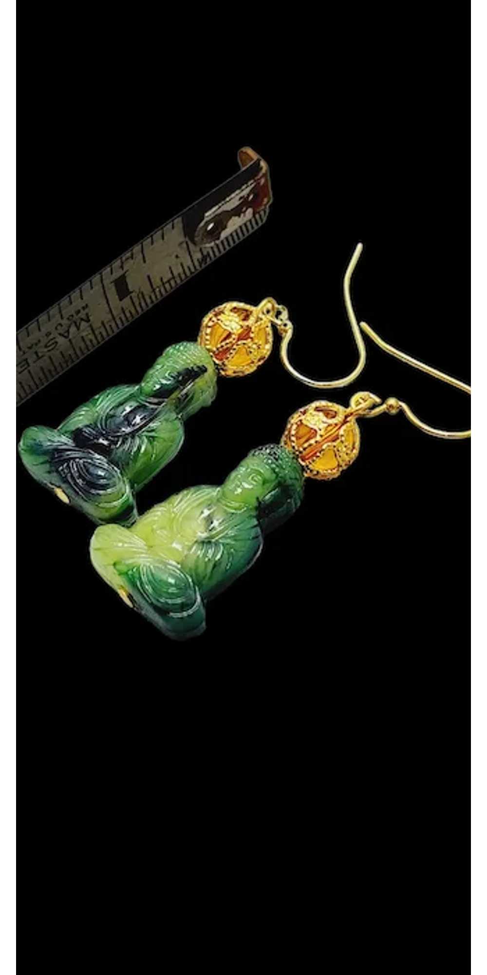 Vintage NOS Acrylic Buddha Earrings [A985] - image 2