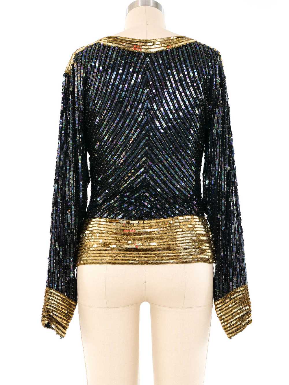 Yves Saint Laurent Black and Gold Sequin Top - image 4