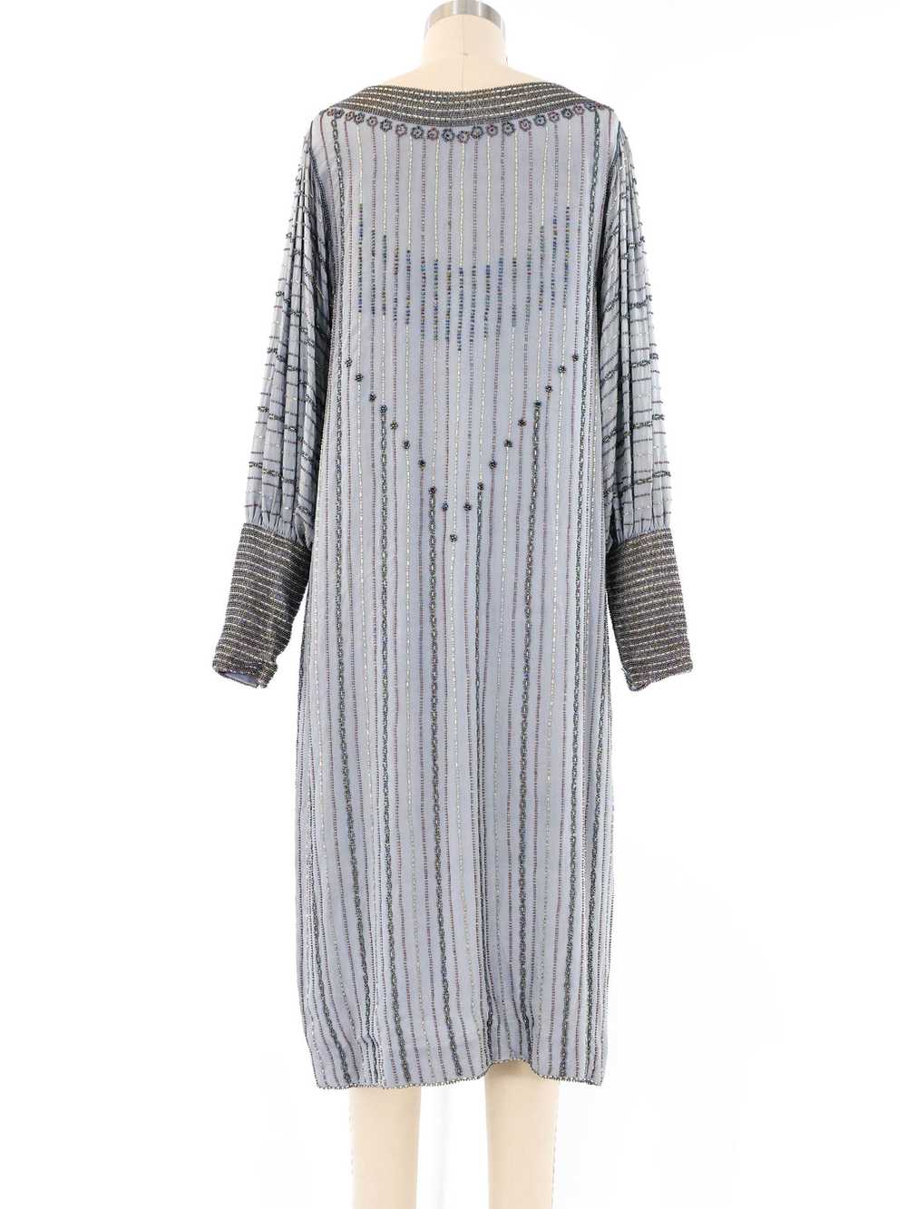 Grey Bead Embellished Striped Dress - image 6