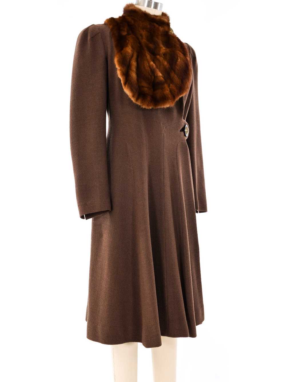 1940's Brown Coat With Fur Trim Bib - image 3