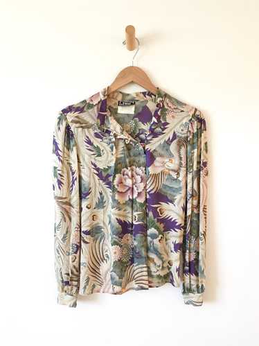 1980’s Rayon Floral Blouse