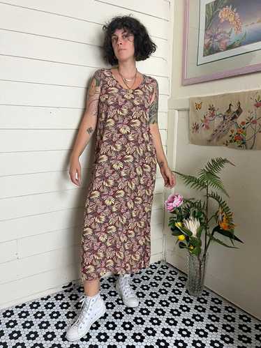 1990s FLAX BY ANGELHART FLORAL PRINT SLEEVELESS DR