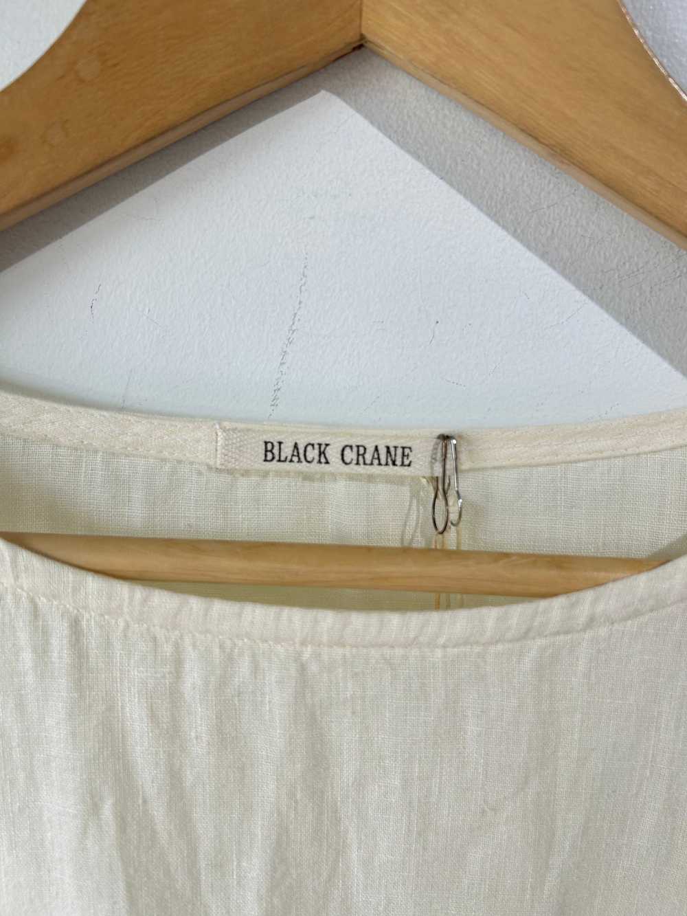 Black Crane Pale Yellow Linen Dress - image 3