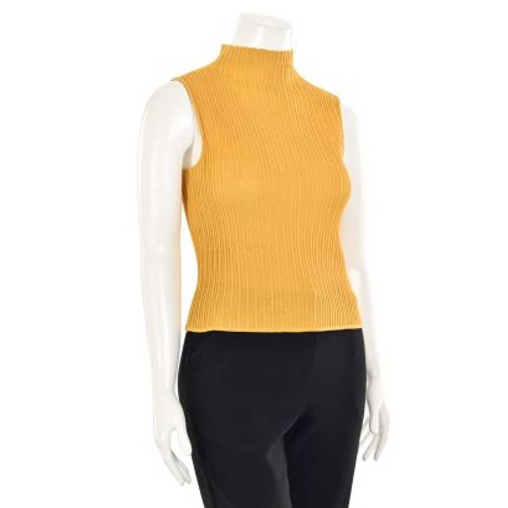 St. John Knits Ribbed Knit Mock Neck Top in Musta… - image 2