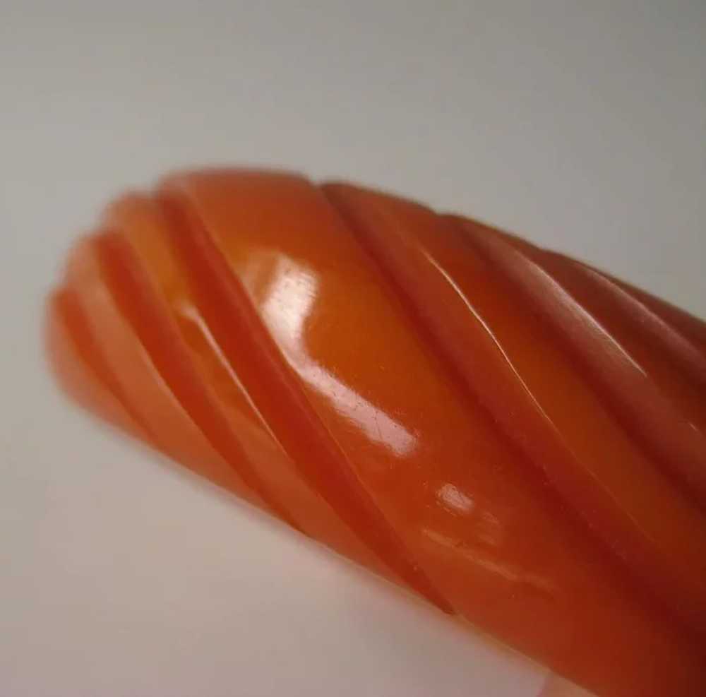 Bakelite Deeply Carved Bracelet Pumpkin or Carmel… - image 3