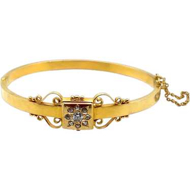 15K Yellow Gold Diamond Bangle Bracelet