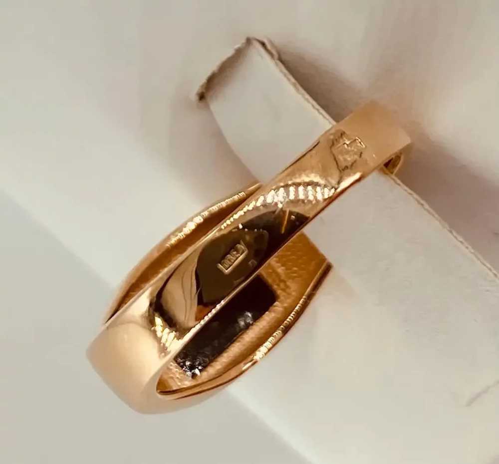 Retro Russian Gold Men's Onyx Signet Ring 14k Ros… - image 5