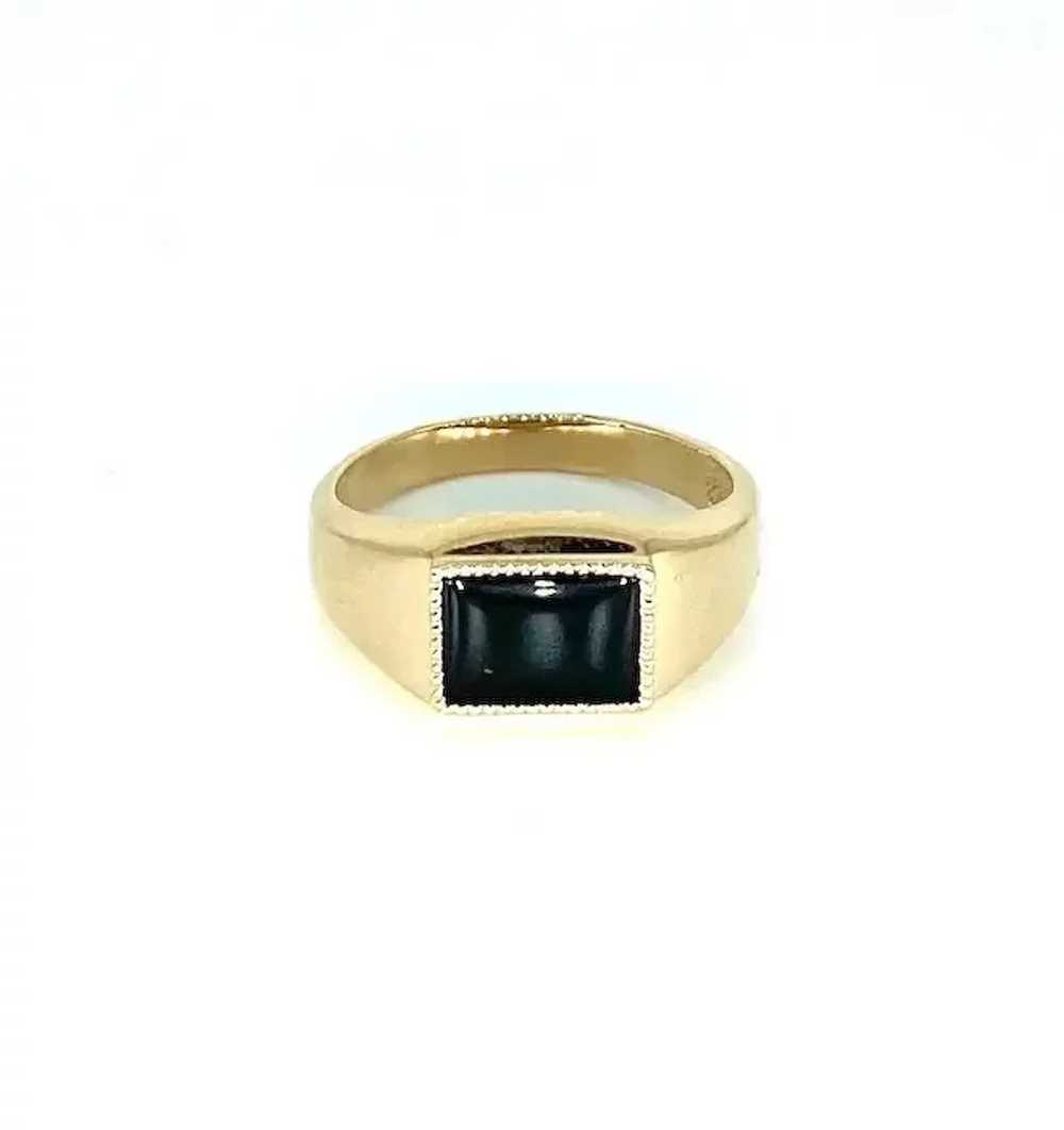 Retro Russian Gold Men's Onyx Signet Ring 14k Ros… - image 6