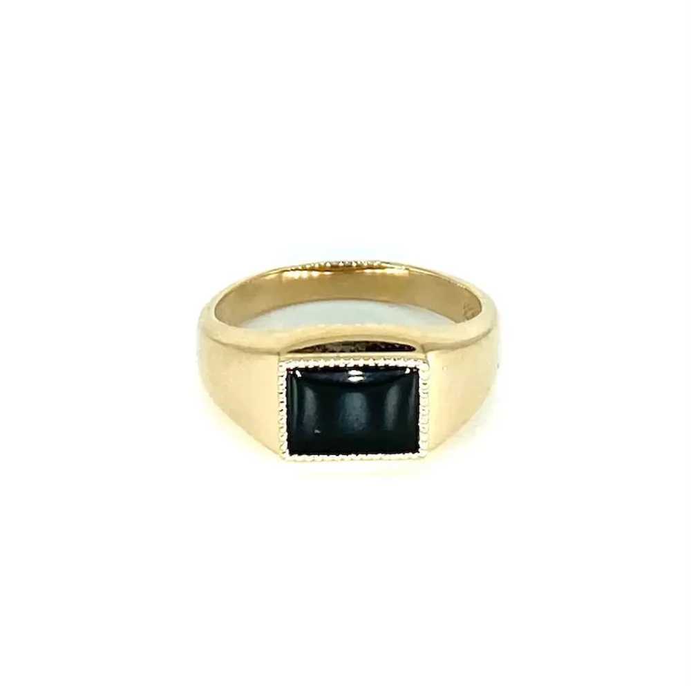 Retro Russian Gold Men's Onyx Signet Ring 14k Ros… - image 7