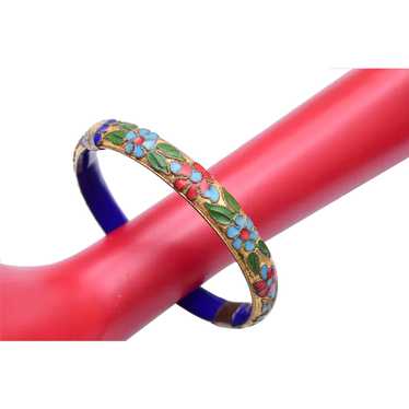 Colorful Cloisonne' Hinged Bangle Bracelet