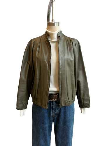 70s green leather jacket - Gem