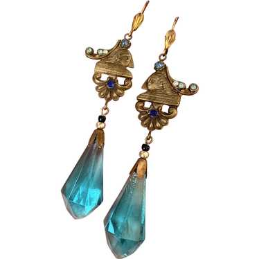 Egyptian Revival Czech Glass Earrings